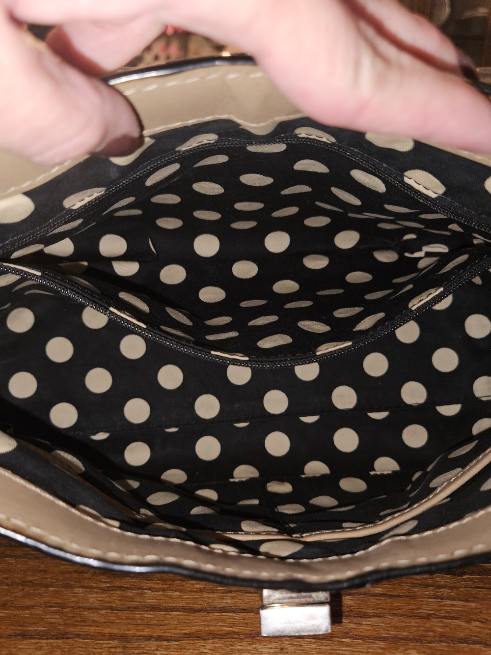 kate spade Two-Tone Black Patent and Beige Satchel - Picture 4 of 16